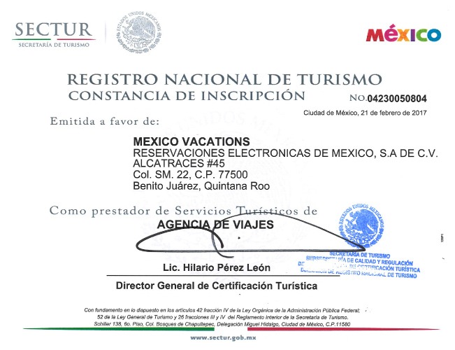 Registro nacional de Turismo